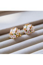 Korean Polymer Clay With Rhinestone Flower Style Earring H0255HD