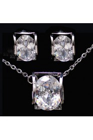 Gorgeous Platinum Plated With Cubic Zirconia Wedding/Special Occaision / Party Jewelry Set.