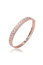 Fashion Round Shape Rose Gold Plated Czech Drill Bangle Bracelets (Rose Gold)(1Pc)