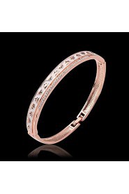 Fashion Round Shape Rose Gold Plated Czech Drill Bangle Bracelets (Rose Gold)(1Pc)