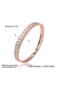 Fashion Round Shape Rose Gold Plated Czech Drill Bangle Bracelets (Rose Gold)(1Pc)