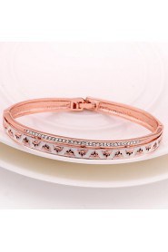 Fashion Round Shape Rose Gold Plated Czech Drill Bangle Bracelets (Rose Gold)(1Pc)