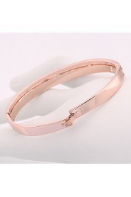 Fashion Round Shape Rose Gold Plated Czech Drill Bangle Bracelets (Rose Gold)(1Pc)