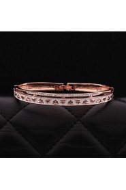 Fashion Round Shape Rose Gold Plated Czech Drill Bangle Bracelets (Rose Gold)(1Pc)