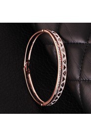 Fashion Round Shape Rose Gold Plated Czech Drill Bangle Bracelets (Rose Gold)(1Pc)