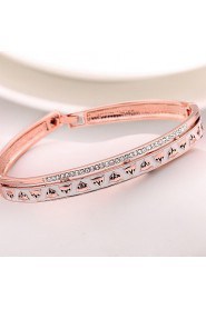 Fashion Round Shape Rose Gold Plated Czech Drill Bangle Bracelets (Rose Gold)(1Pc)