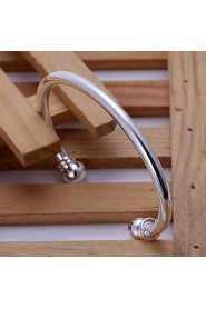 Men's Double Bead Openings Silver Plated Bracelet