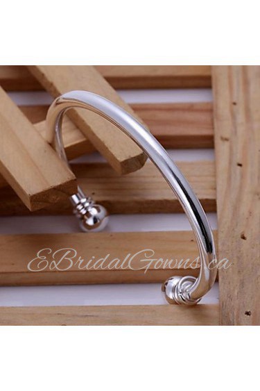 Men's Double Bead Openings Silver Plated Bracelet