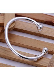 Men's Double Bead Openings Silver Plated Bracelet