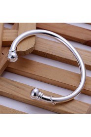 Men's Double Bead Openings Silver Plated Bracelet