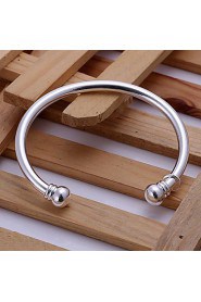 Men's Double Bead Openings Silver Plated Bracelet