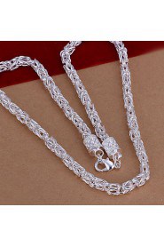 Fashion Geometric Shape Silver Plated Copper Foreign Trade Necklace For Mens(Silver)(1Pc)