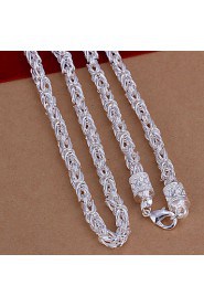 Fashion Geometric Shape Silver Plated Copper Foreign Trade Necklace For Mens(Silver)(1Pc)