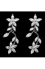 Silver Alloy With Cubic Zirconia Drop Earrings