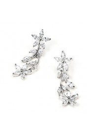 Silver Alloy With Cubic Zirconia Drop Earrings