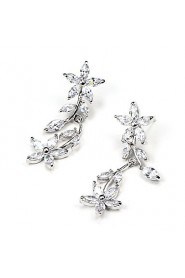 Silver Alloy With Cubic Zirconia Drop Earrings