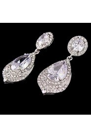 Luxurious Big Rhinestones Long Vintage Dangle Brides Bridesmaids Wedding Party Princess Earring