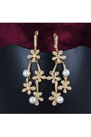 Amazing Brass Gold Plated with Cubic Zirconia Women's Chandelier Earrings(More Colors)