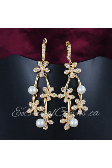 Amazing Brass Gold Plated with Cubic Zirconia Women's Chandelier Earrings(More Colors)