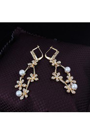 Amazing Brass Gold Plated with Cubic Zirconia Women's Chandelier Earrings(More Colors)