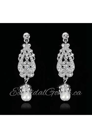 Vintage Women's Earrings Zircon Diamond Silver Earring For Wedding Bridal