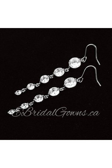 Elegant Platinum Plated With Zircon Round Shaped Women's Drop Earrings