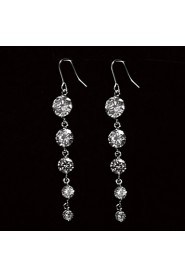 Elegant Platinum Plated With Zircon Round Shaped Women's Drop Earrings