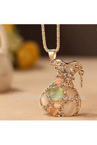 Fashion Rhinestone Opal Christopher Purse Necklace