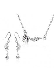 Fashion Round Shape Copper Silver Plated Zircon Foreign Trade Jewewlry Sets