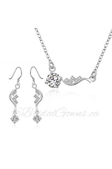 Fashion Round Shape Copper Silver Plated Zircon Foreign Trade Jewewlry Sets