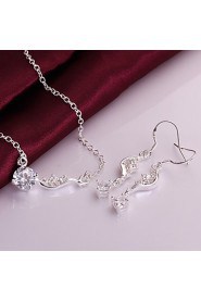 Fashion Round Shape Copper Silver Plated Zircon Foreign Trade Jewewlry Sets