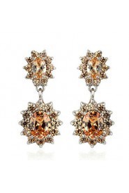 Brass With Cubic Zirconia Drop Earrings(More Colors)