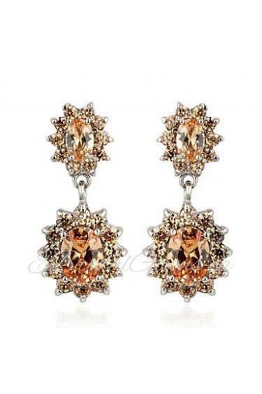 Brass With Cubic Zirconia Drop Earrings(More Colors)