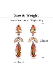 Brass With Cubic Zirconia Drop Earrings(More Colors)