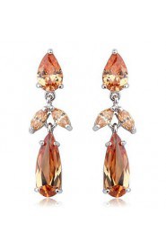 Brass With Cubic Zirconia Drop Earrings(More Colors)