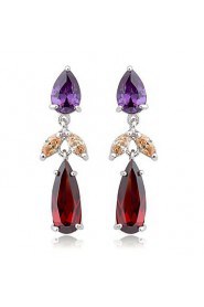 Brass With Cubic Zirconia Drop Earrings(More Colors)