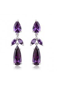 Brass With Cubic Zirconia Drop Earrings(More Colors)