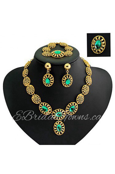 Gold-plated Fashion romantic heart line(Including Necklace, Earring, Bracelet, Ring) Jewelry Sets