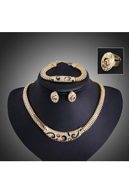 Gold-plated Fashion romantic heart line(Including Necklace, Earring, Bracelet, Ring) Jewelry Sets