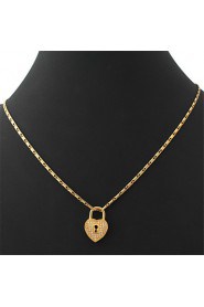 Vintage Luxury Heart Lock Charm Pendant Necklace 18K Real Gold Platinum Plated Jewelry Gift for Women