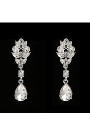 Vintage Women's Earrings Crystal Diamond Silver Earring For Wedding Bridal