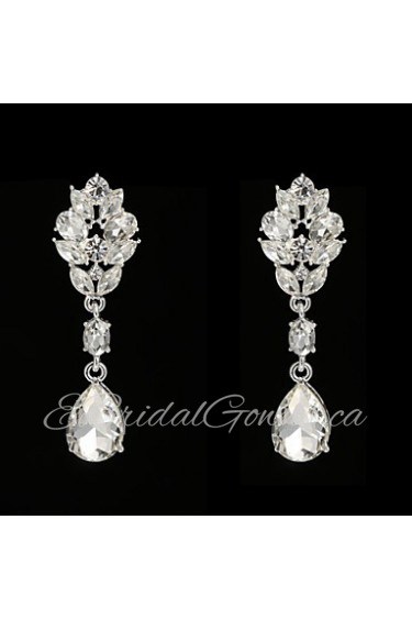 Vintage Women's Earrings Crystal Diamond Silver Earring For Wedding Bridal