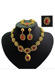 Gold-plated Fashion romantic heart line(Including Necklace, Earring, Bracelet, Ring) Jewelry Sets