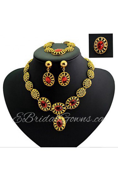 Gold-plated Fashion romantic heart line(Including Necklace, Earring, Bracelet, Ring) Jewelry Sets