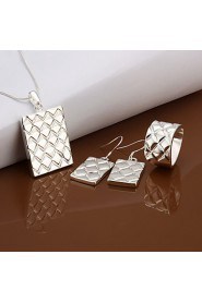 Simple Geometry Shape Copper Silver Plated Jewelry Sets For Women's(Silver)(1Set)