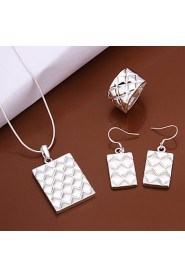 Simple Geometry Shape Copper Silver Plated Jewelry Sets For Women's(Silver)(1Set)