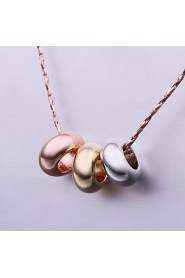 Fashion Round Shape Rose Gold Plated Pendant Necklace(Multicolor)(1Pc)