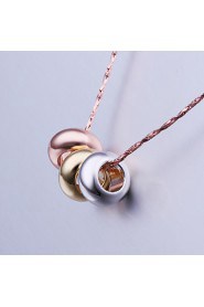 Fashion Round Shape Rose Gold Plated Pendant Necklace(Multicolor)(1Pc)