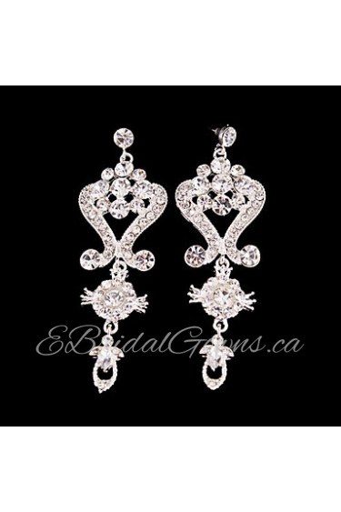 Big Rhinestones Long Vintage Dangle Brides Bridesmaids Wedding Party Earring