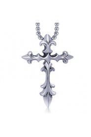 Men's Titanium Retro Cruciate Flower Pendant